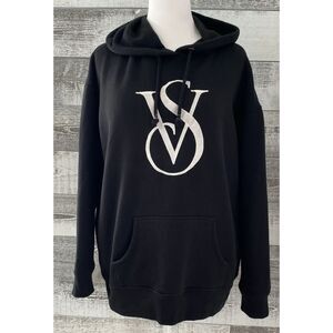 Victoria’s Secret On Point Hoodie Black Embroidered Logo Cozy Women's Size Med
